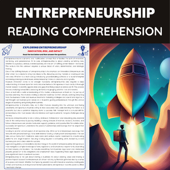 Preview of Entrepreneurship Reading Comprehension Passage for Business Basics