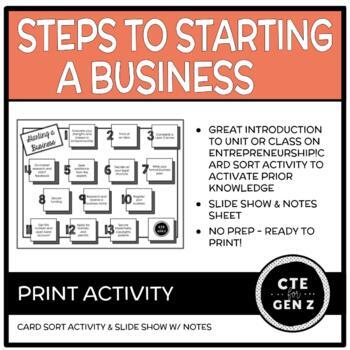 Preview of Entrepreneurship - Steps to Starting a Business - No Prep, Ready to Print