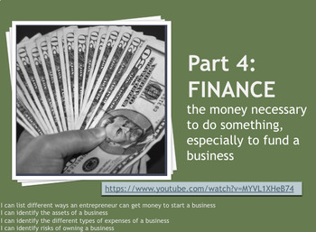 Preview of Entrepreneurship Unit 2, Part 4 Finance