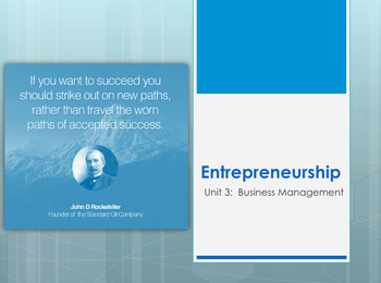 Preview of Entrepreneurship Unit 3 Business Management