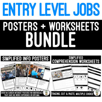 Preview of Entry Level Job Posters & Worksheets BUNDLE Distance Learning