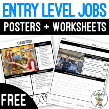 Preview of Entry Level Jobs Posters & Worksheets FREEBIE