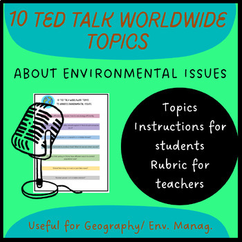 Preview of Environment: 10 TED TALK TOPICS  + Instructions and Rubrics