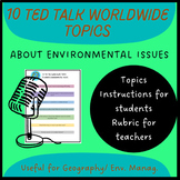 Environment: 10 TED TALK TOPICS  + Instructions and Rubrics