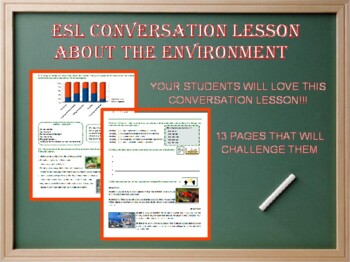 Preview of Environment ESL Conversation Lesson Plan + Student Copy + Extra Activities