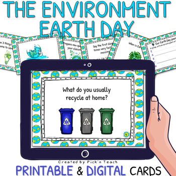 Preview of Environment / Earth Day - Conversation cards / Task cards - DIGITAL & PRINTABLE