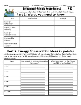 Preview of Environment Friendly House Project | PBL | Rubric Included