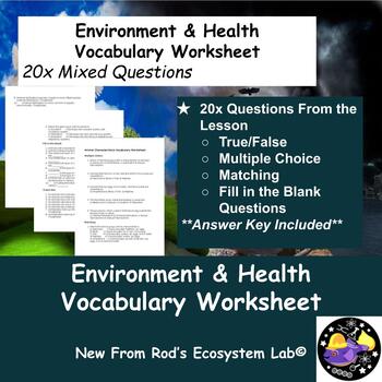 Preview of Environment & Human Health Vocabulary Worksheet w/Answer Key **Editable**