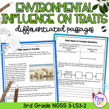 Preview of Environment & Traits NGSS 3-LS3-2 Science Differentiated Reading Passages