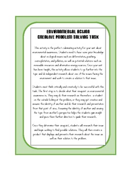Preview of Environmental Action- Creative Problem Solving Task