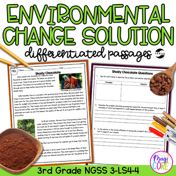 Preview of Environmental Change Solution NGSS 3-LS4-4 Science Differentiated Passages