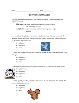 Preview of Environmental Changes Worksheet (HW)