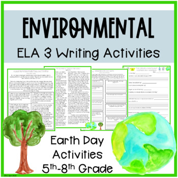 Preview of Environmental & Earth Day ELA Activities (5th-8th Grade), Writing and Reading