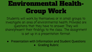 Preview of Environmental Health- Group Work Assignment