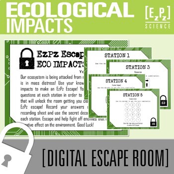 Preview of Environmental Impacts Escape Room Activity | Science Review Game