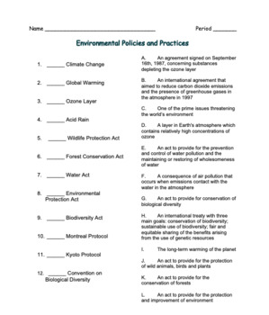 Preview of Environmental Policies Reading & Matching Worksheet