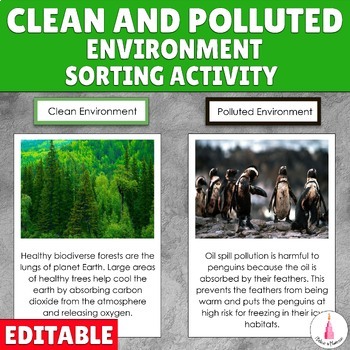 Preview of Pollution Earth Day Montessori Ecology Sorting Activity