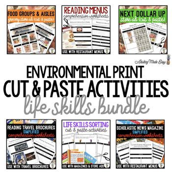 Preview of Environmental Print {Cut & Paste} Life Skills Activities BUNDLE
