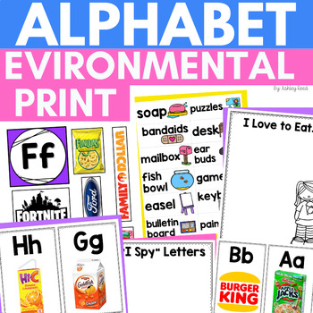 Preview of Environmental Print Activities Classroom Labels and Community Signs for Alphabet