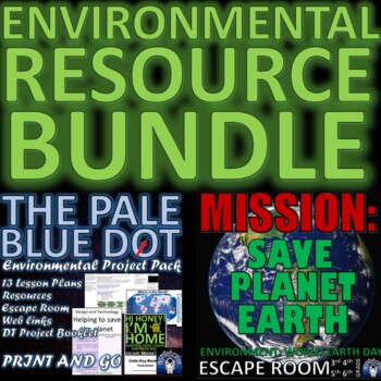 Preview of Environmental Project Pack, Lesson Plans, Escape Room, Resources - Print and Go