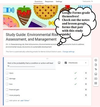 Preview of Environmental Risk: Economics, Assessment, & Managem Study Guide Google Form/wks