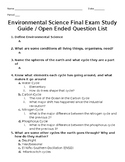 Environmental Science Final Exam Open Ended Question Bank