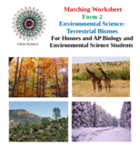Environmental Science: Terrestrial Biomes - Matching Worksheet - Form 2