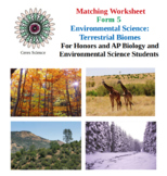 Environmental Science: Terrestrial Biomes - Matching Worksheet - Form 5