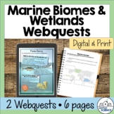 Environmental Science Webquest Set - Marine Biomes, Wetlan
