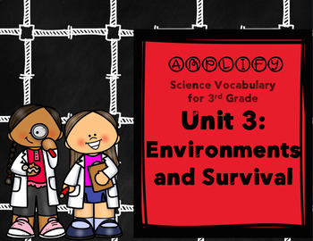 Preview of Environments and Survival Amplify Science 3rd Grade Unit 3 Focus Wall