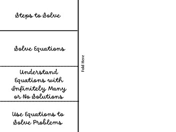 Preview of Envision Algebra 1.3 Solving Equations with Variables on Both Sides Foldable