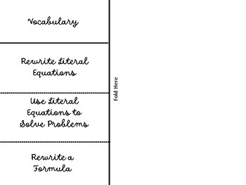 Preview of Envision Algebra 1.4 Literal Equations & Formulas Foldable