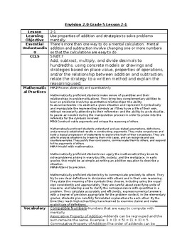 Preview of Envision Grade 5 Topic 2 Lessons 1-7