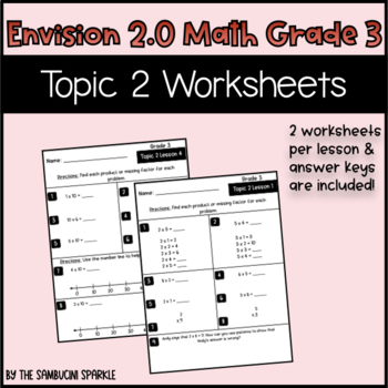 Preview of Math Grade 3 Topic 2 Worksheets (Envision Inspired/Compatible)