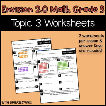 Preview of Math Grade 3 Topic 3 Worksheets (Envision Inspired/Compatible)