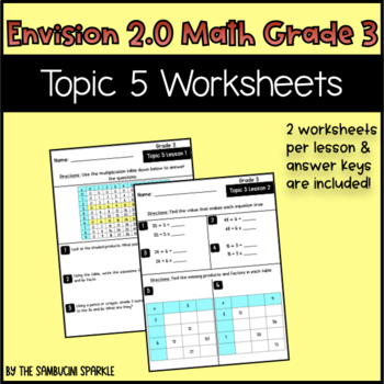 Preview of Math Grade 3 Topic 5 Worksheets (Envision Inspired/Compatible)