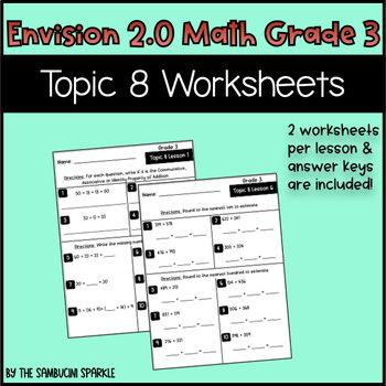 Preview of Math Grade 3 Topic 8 Worksheets (Envision Inspired/Compatible)