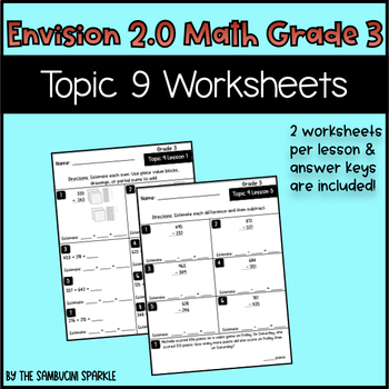 Preview of Math Grade 3 Topic 9 Worksheets (Envision Inspired/Compatible)