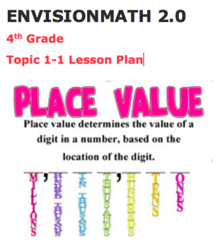 Preview of Envision Math 4th grade Lesson plan topic 1-1