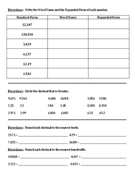 Envision Math Grade 5 Topic 1 Review Lessons 1-7 by Christine Delesandro