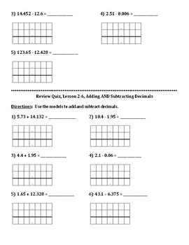 Envision Math Grade 5 Topic 2 Quiz Lessons 4-6 by Christine Delesandro