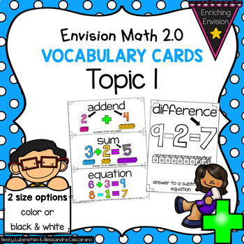 Preview of Envision Math 2.0 Topic 1 Vocabulary Cards~ 2nd Grade