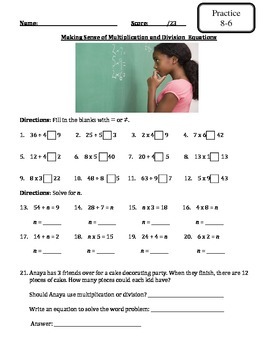 Preview of Envision Math - Topic 8 - Division Facts - Extra Materials -3rd Grade