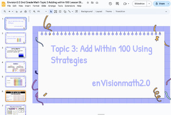 Preview of Envision2.0 2nd Grade Math Topic 3 Adding within 100 Lesson Slides Bundle