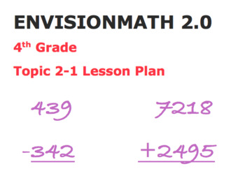 Preview of Envisions math 2.0 Topic 2-1 Lesson Plan 4th grade