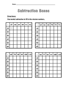 Envision Math Centers - Topic 7 - Mental Subtraction - Grade 2 | TpT