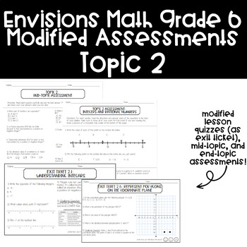 Preview of Envisions Math Grade 6 Modified Assessments - Topic 2