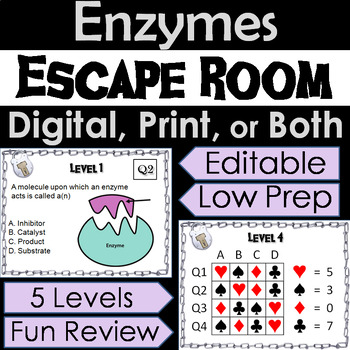 Preview of Enzymes Activity: High School Biology Digital Escape Room Game (Biochemistry)