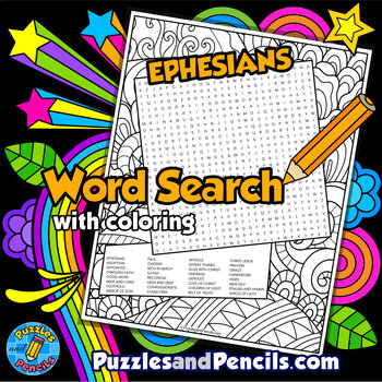 Preview of Ephesians Word Search Puzzle Activity with Coloring | Books of the Bible