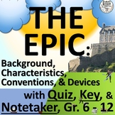 Epic PowerPoint Grades 6-8, 9-12, With Notetaker, Quiz and